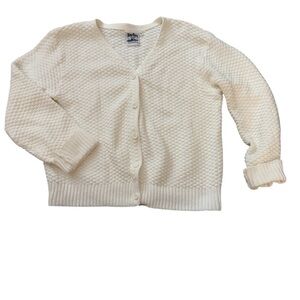 New York Laundry Waffle Knit Cardigan Sweater Cream Vintage Academia Preppy